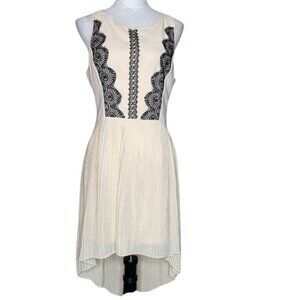 Love 21 Cream Black Mermaid Lace Detail High-Low Style Dress with Pleats Sz Med